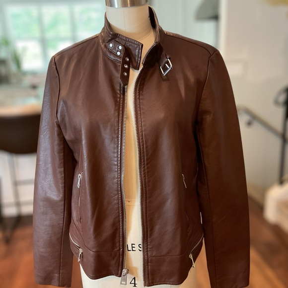 Levi's Jackets & Blazers - Levi’s Moto Jacket Brown Vegan Leather Size Small